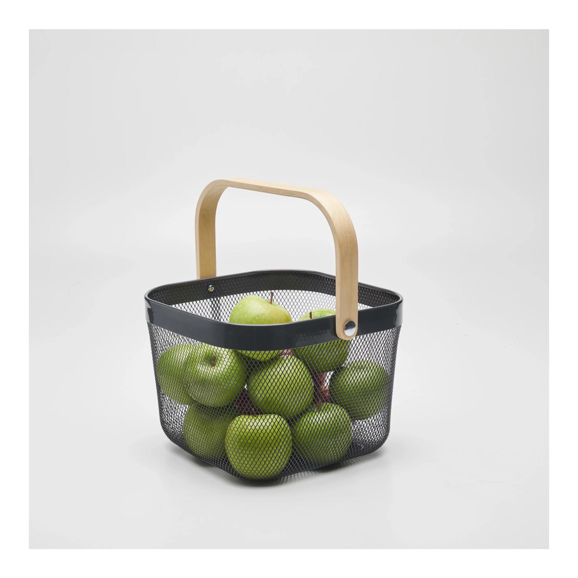 Guillouard Panier métallique avec poignée en bois - gris