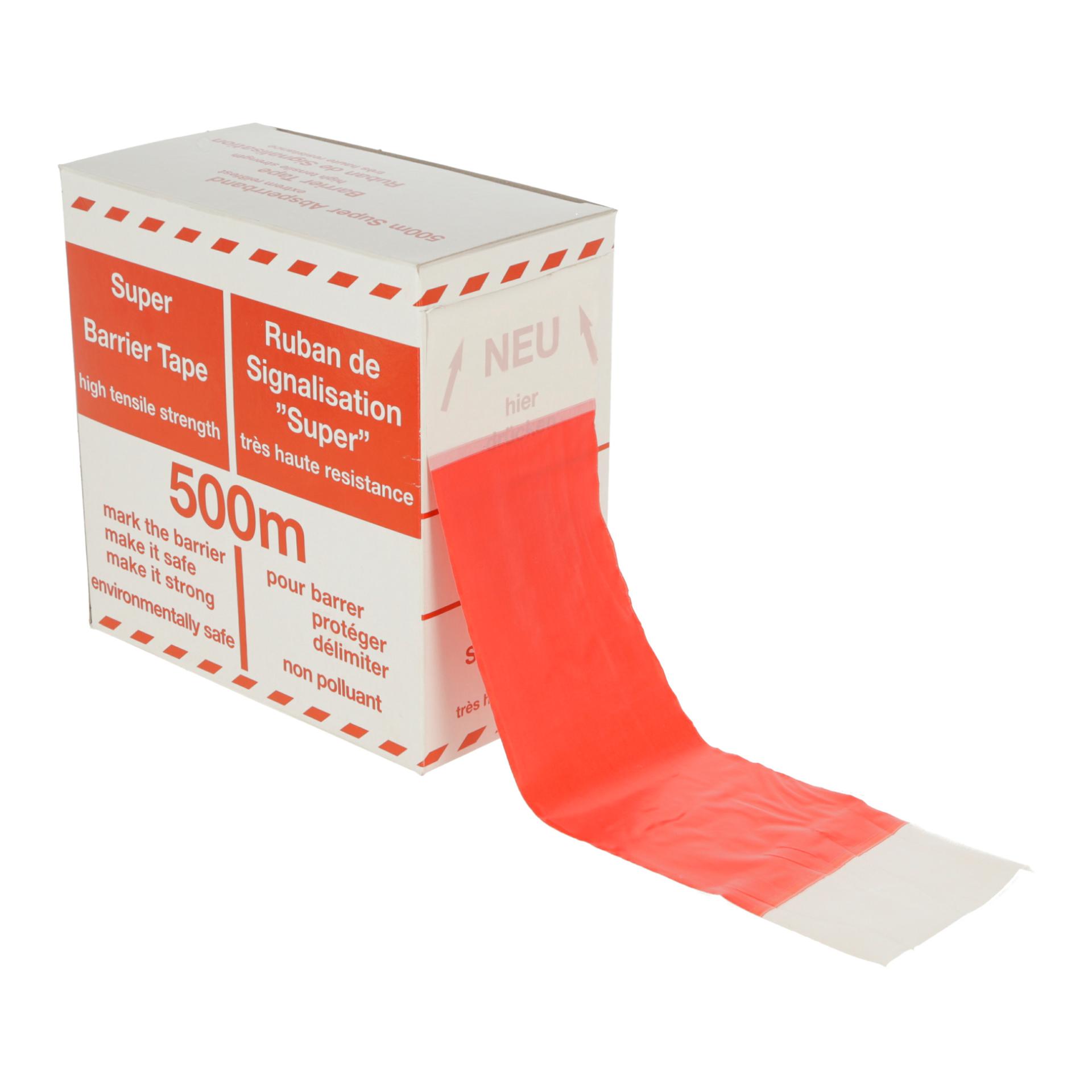 Kerbl Folien-Absperrband 100m x 80mm rot-weiss geblockt, Abrollbox