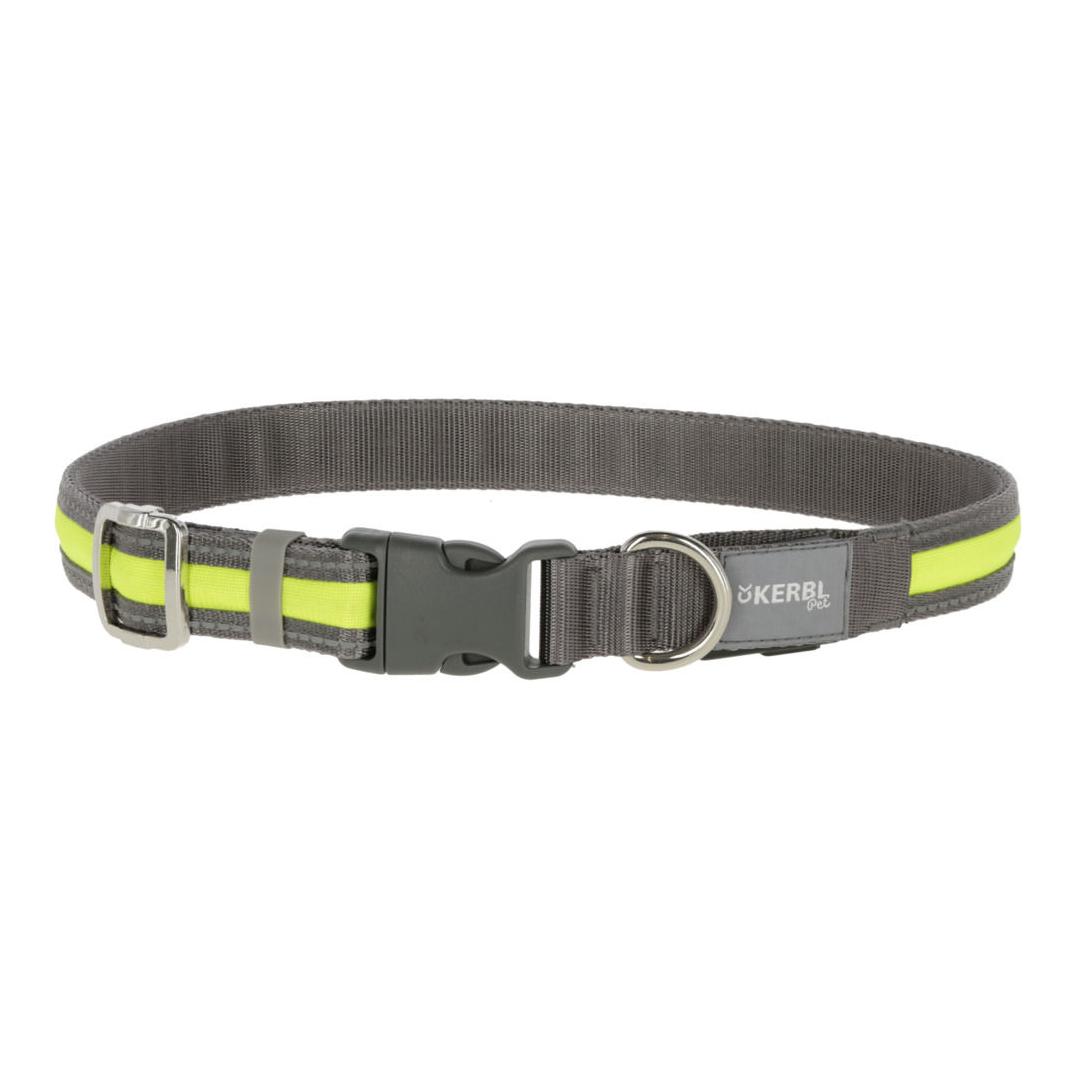 Kerbl Pet Collier lumineux Light &amp; Reflex - gris/jaune fluo