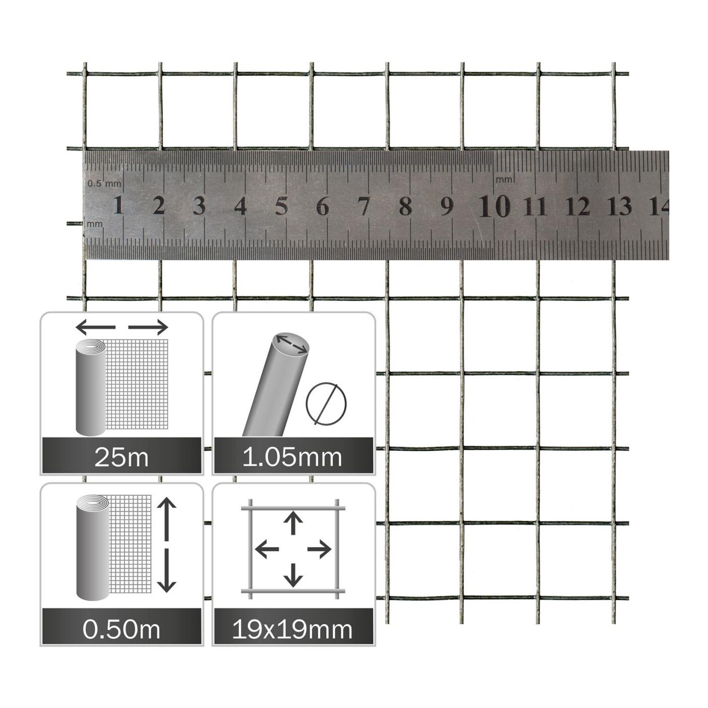 Hauptner Drahtgitter verzinkt - 19 x 1.05 mm
