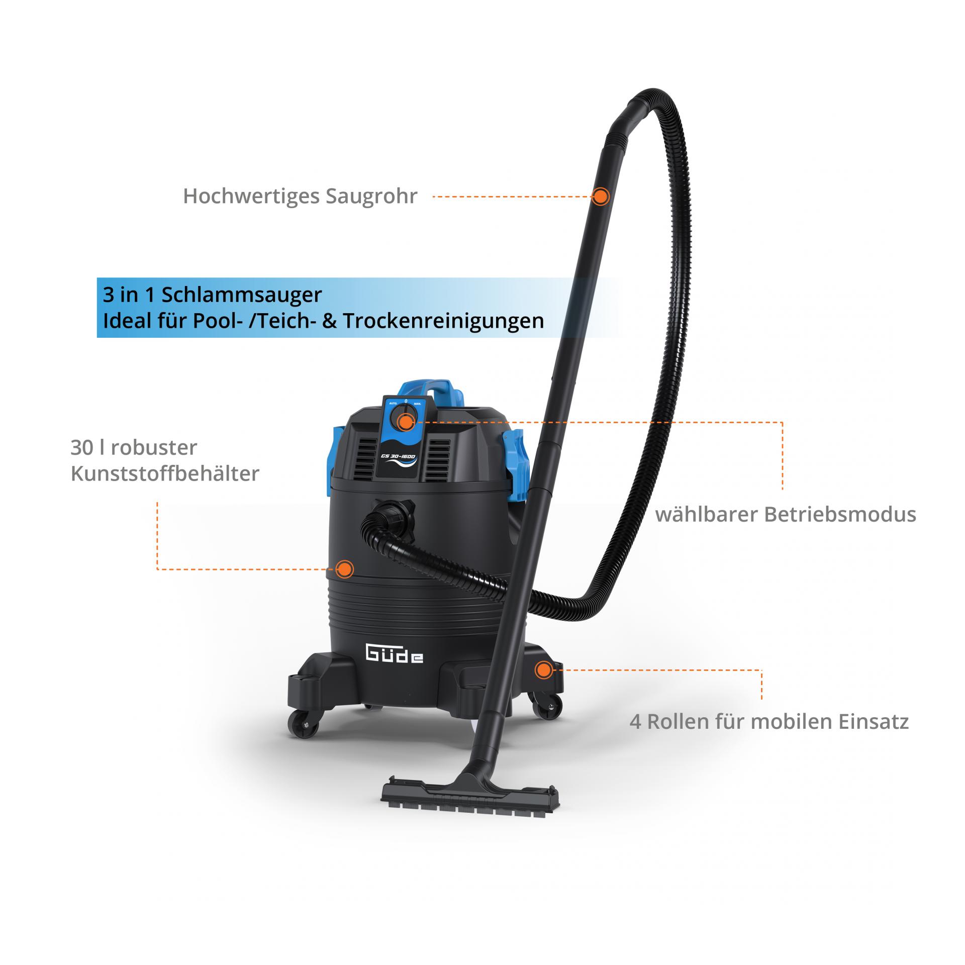 Güde Aspirateur à boue GS 30-1600 3 en 1