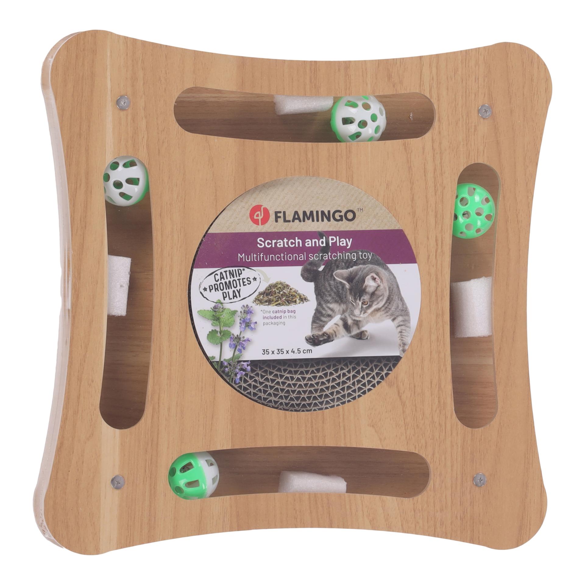 FLAMINGO Kratzspielzeug Densi Quadrat mit ball
