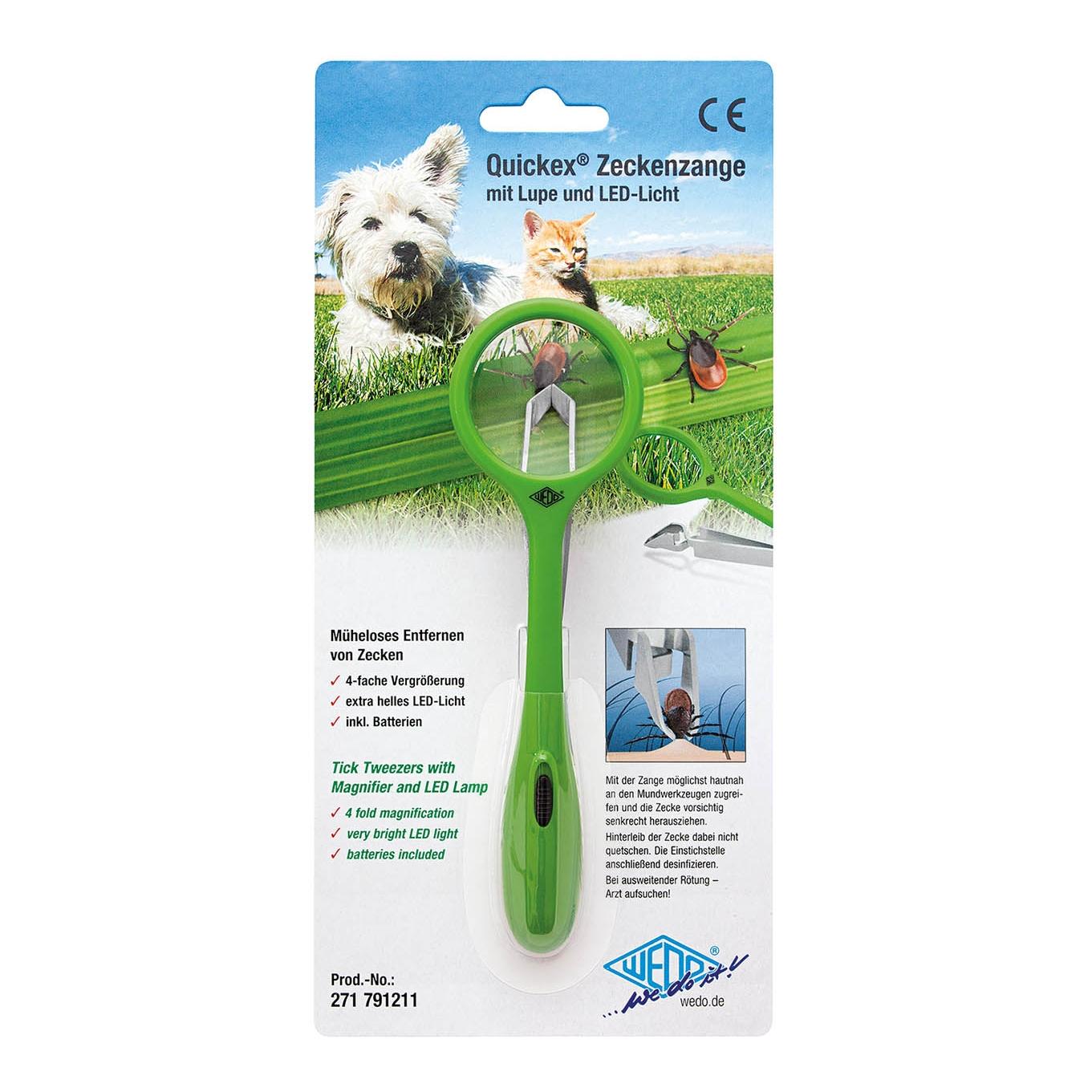 Quickex Quickex Zeckenzange mit Lupe und LED