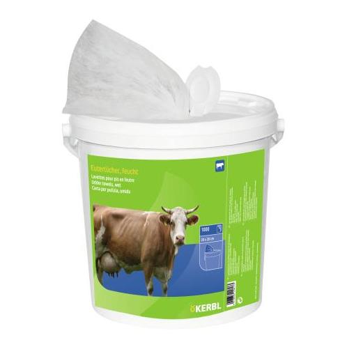 Kerbl UDDERO CLEAN Eutertücher feucht Eimer Weiss