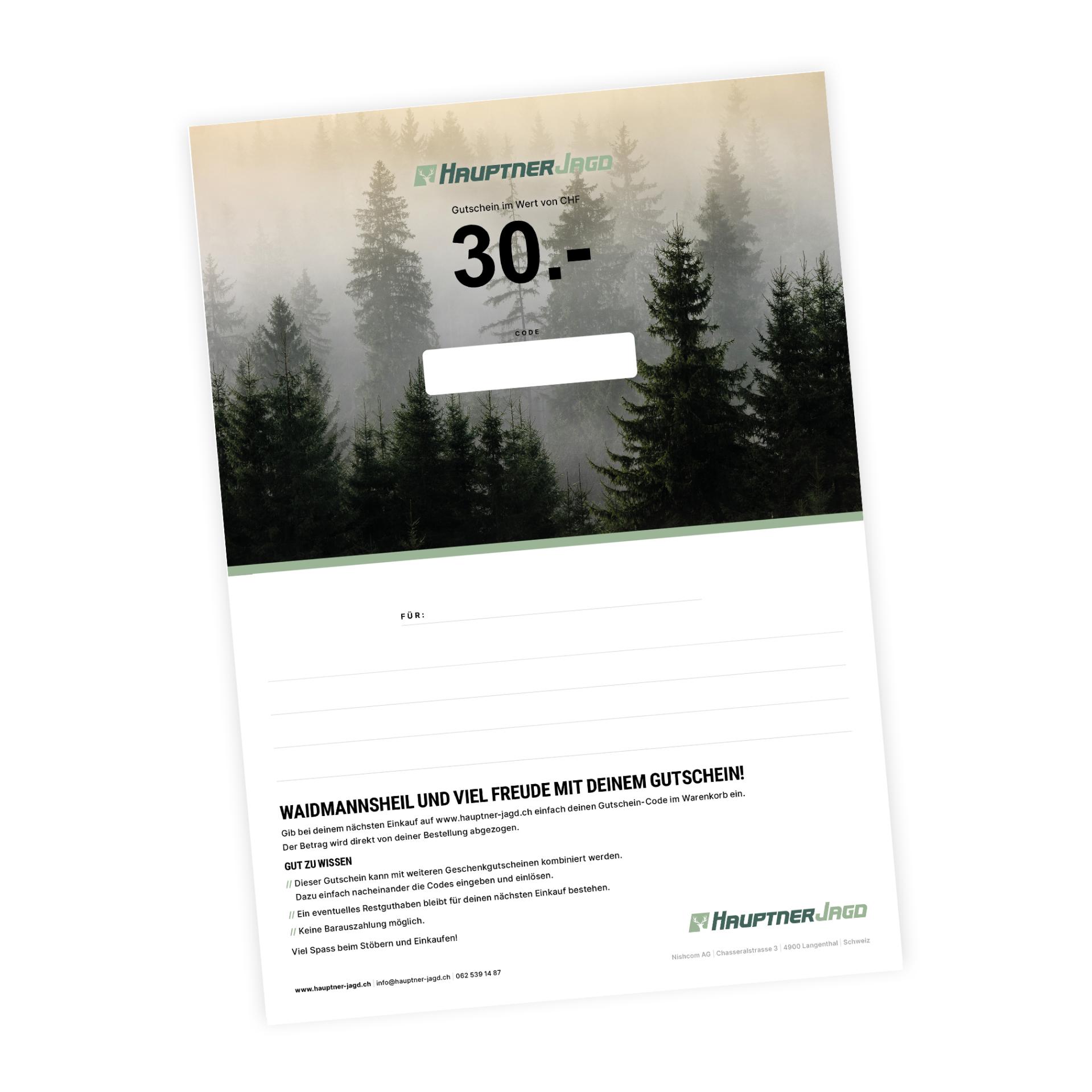 Hauptner Jagd PDF Gutschein hauptner-jagd.ch