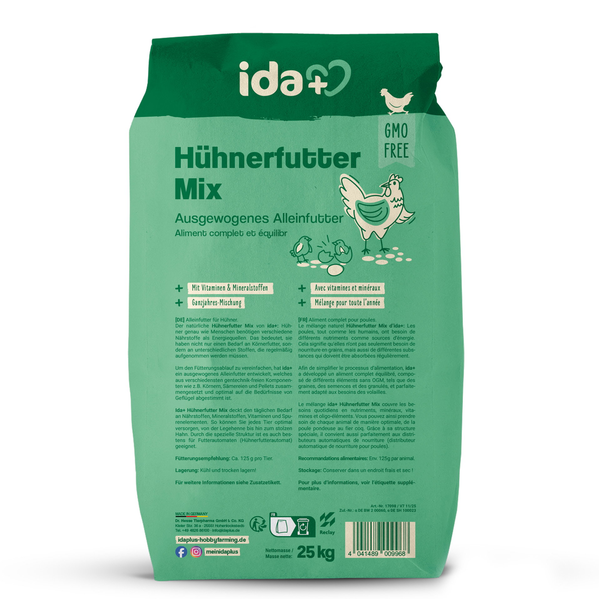 IdaPlus Hühnerfutter Mix - Ausgewogenes Alleinfutter - Ganzjahresmischung