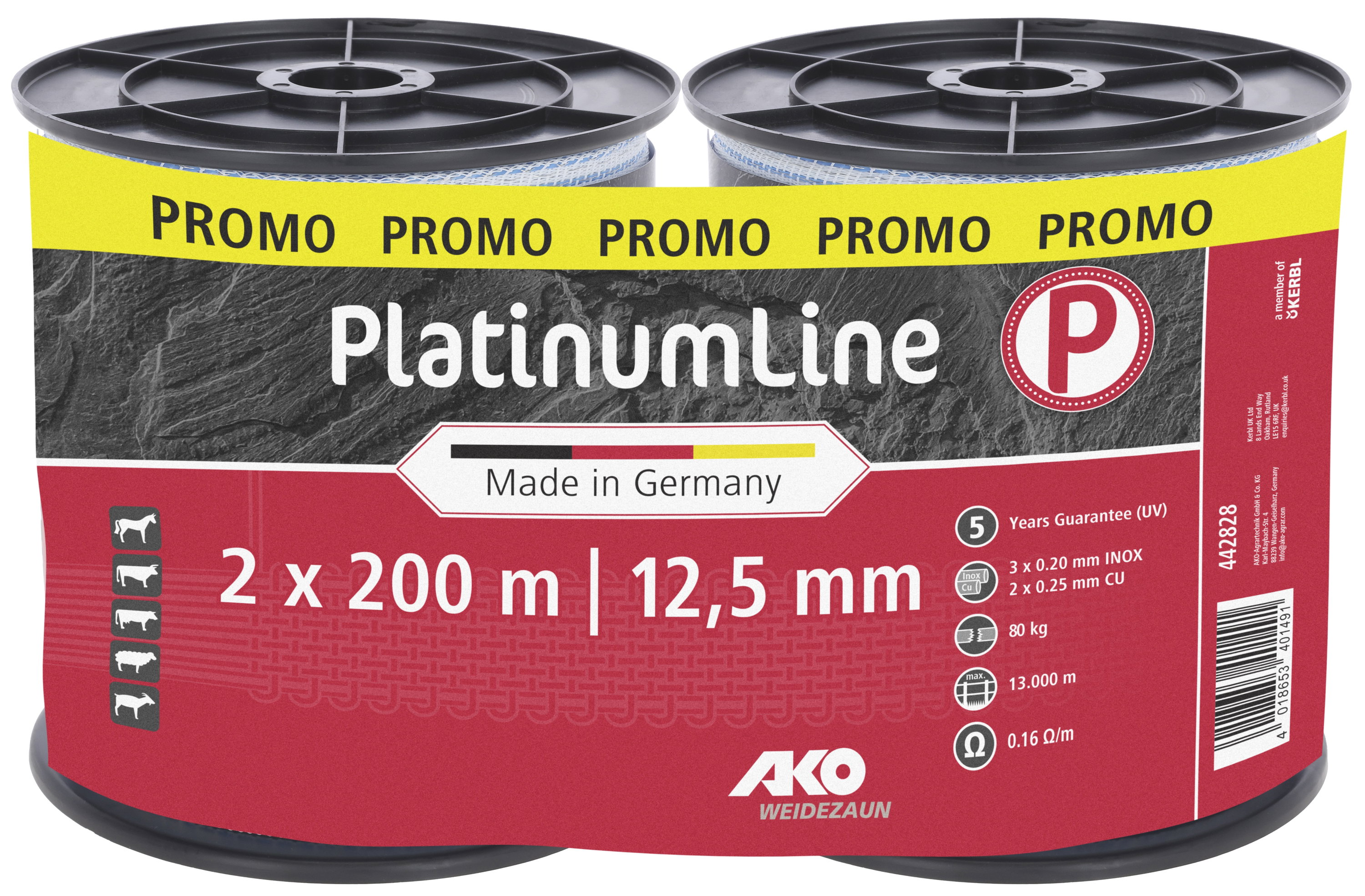 AKO Duopack - PlatinumLine Weidezaunband Blau/Weiss