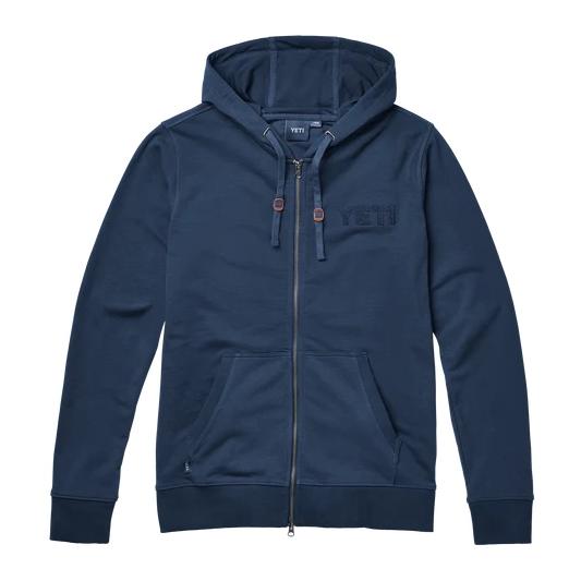 YETI Logo Badge Fleece Hoodie Full Zip - Hoodie Navy