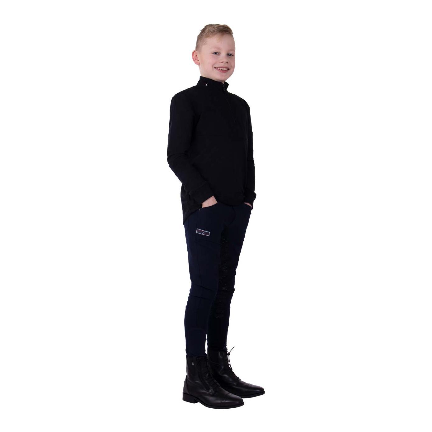 QHP Pantalon d'équitation Novan avec grip au genou Junior – bleu marine