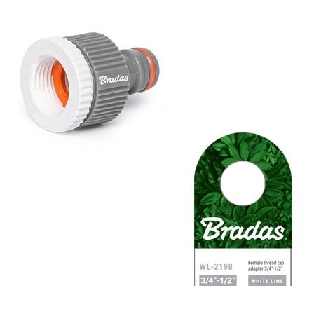 Bradas WHITE LINE Hahn-Adapter 3/4" zu 1/2" Weiss/Grau