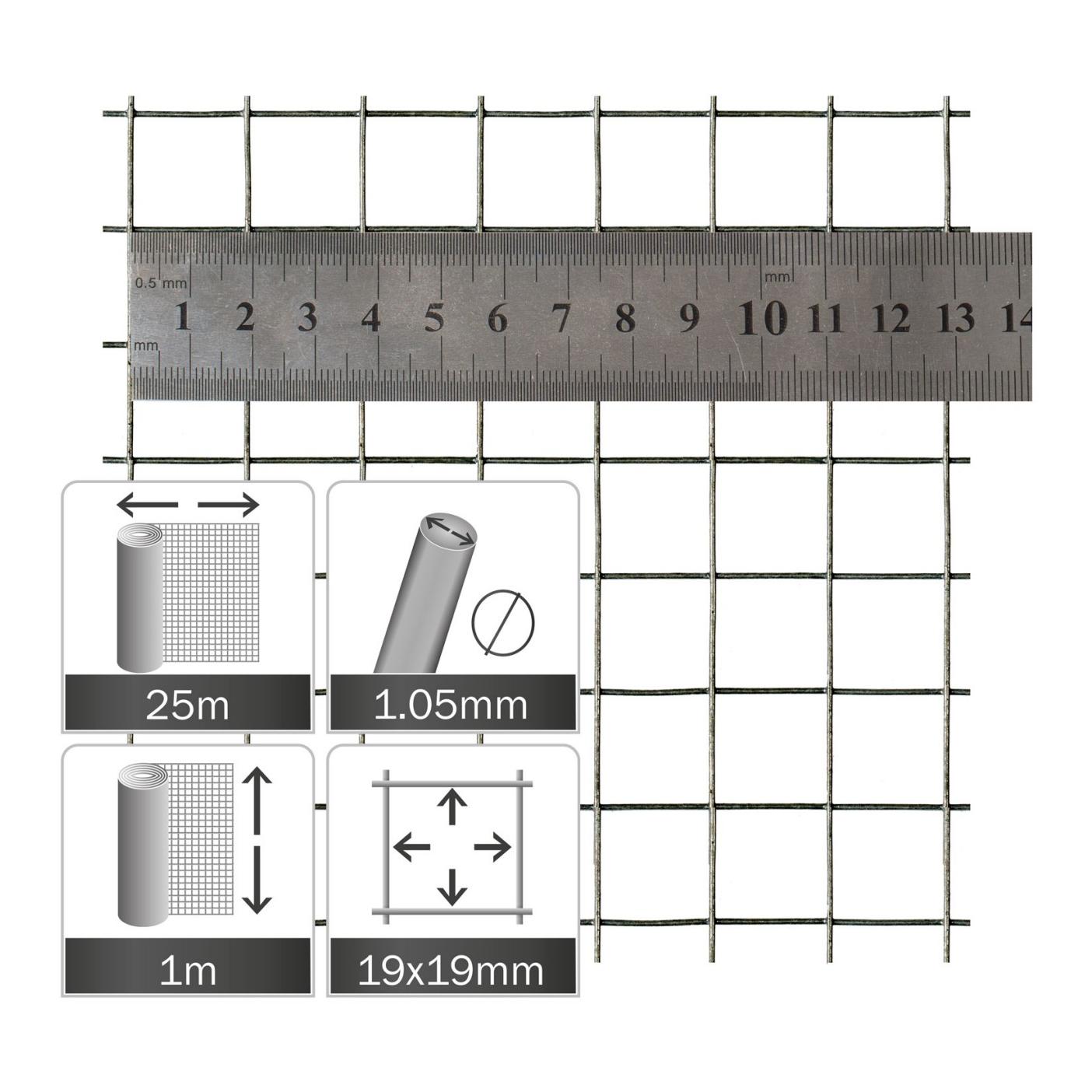 Hauptner Grillage métallique galvanisé - 19 x 1.05 mm