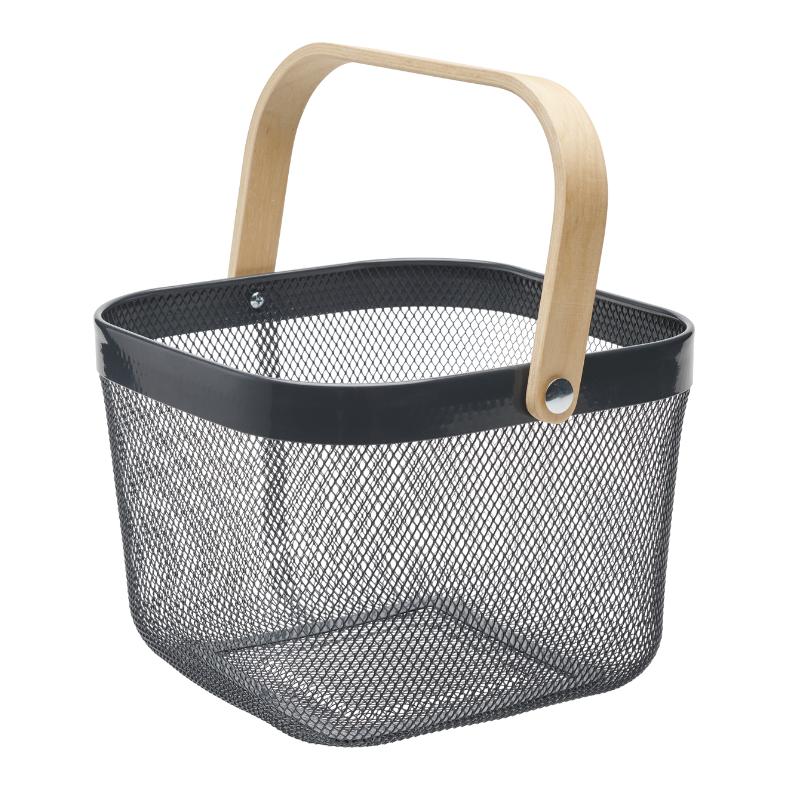 Guillouard Panier métallique avec poignée en bois - gris