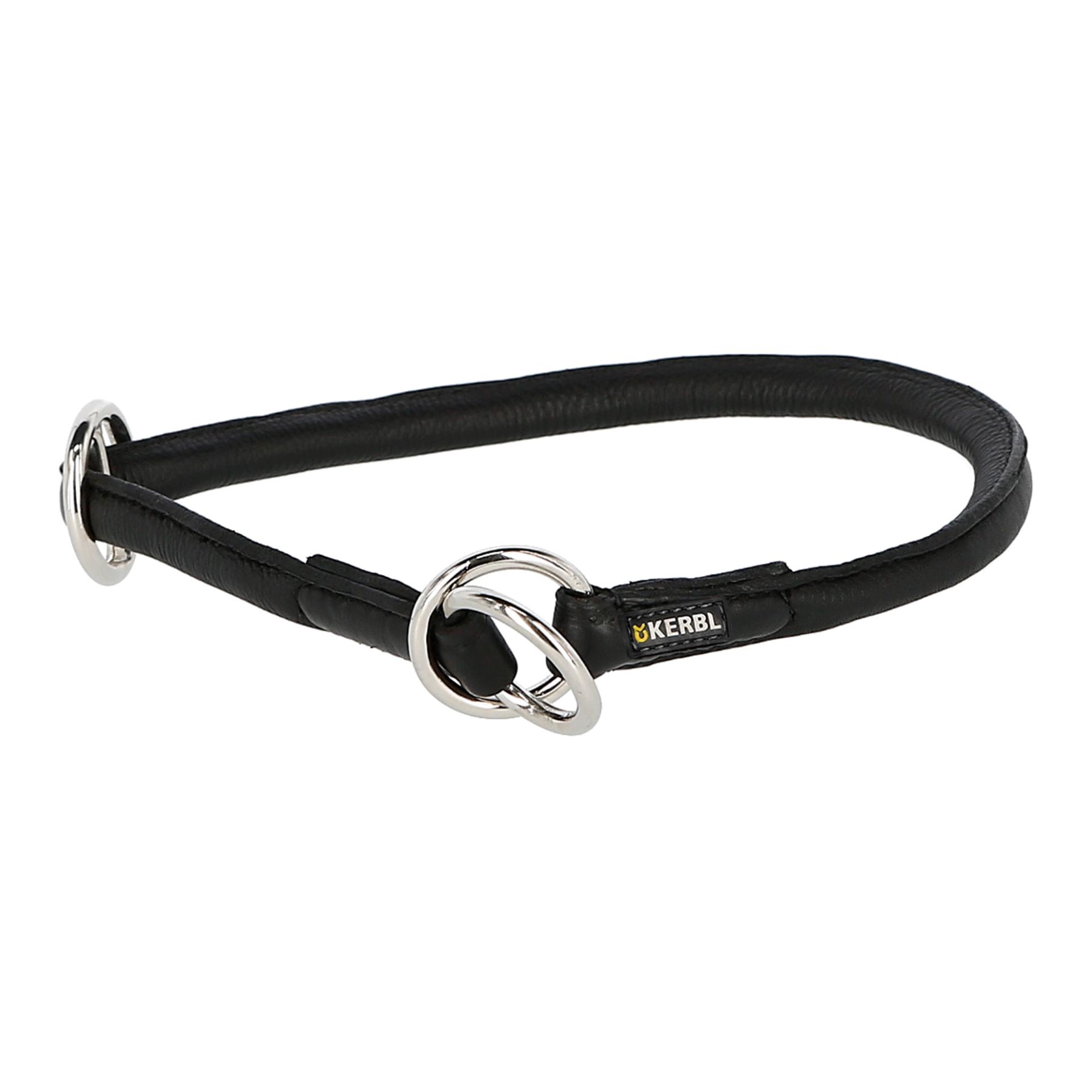 Kerbl Pet Collier en cuir véritable Roma avec arrêt de traction - noir