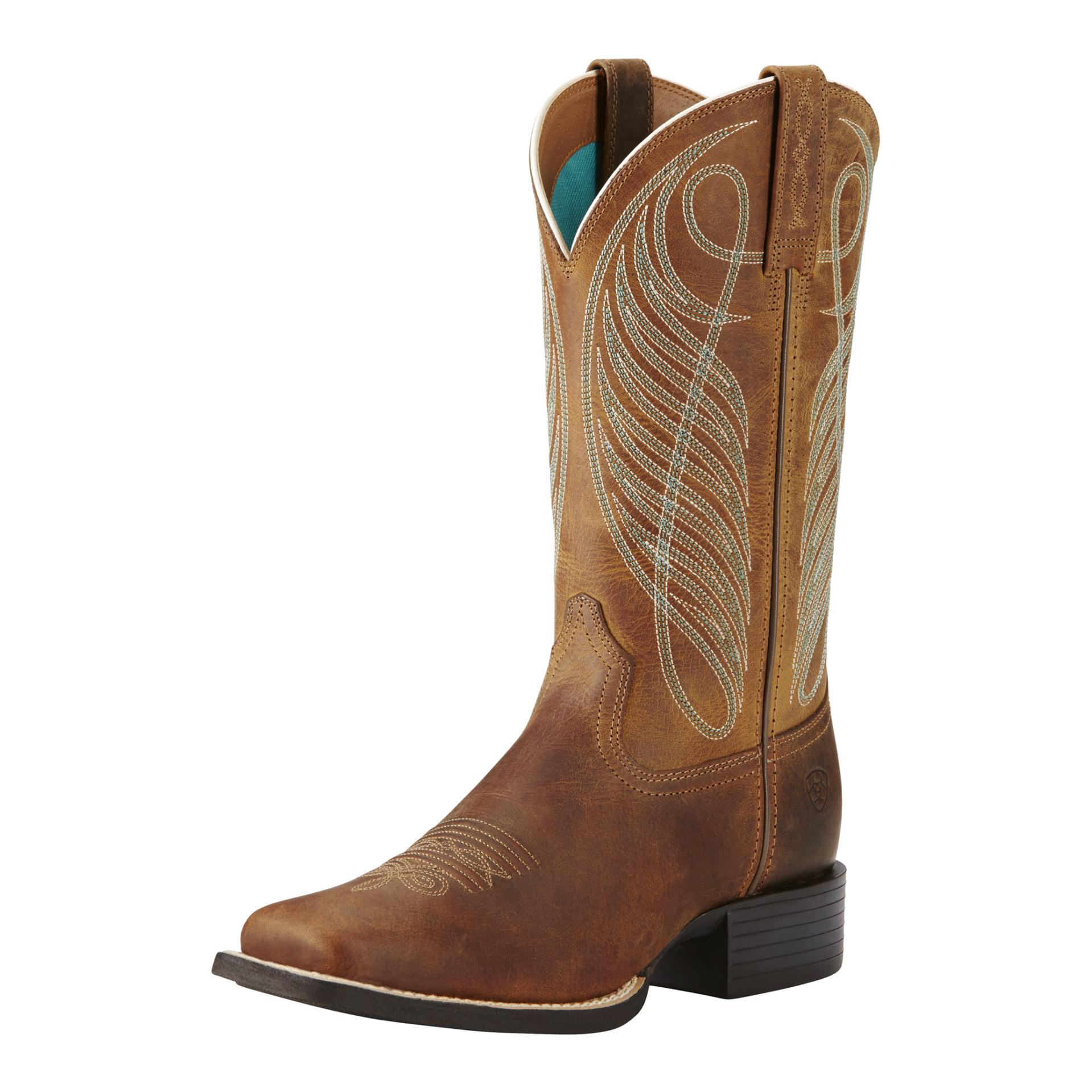 Ariat Bottes d'équitation western Women's Round Up Wide Square Toe - Powder Brown