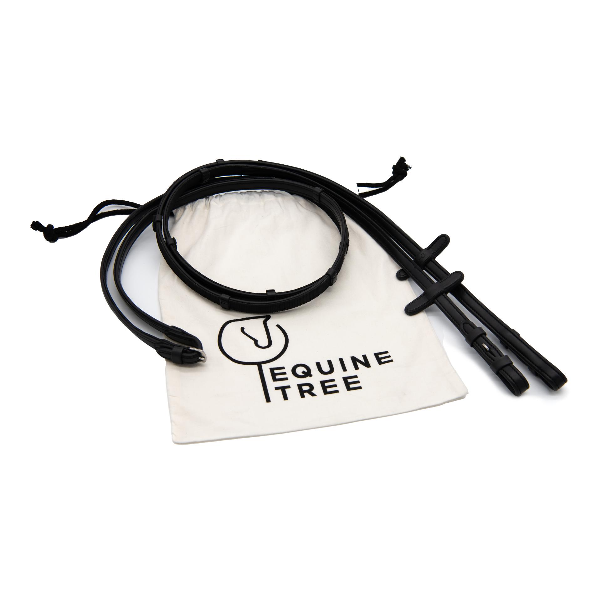 EquineTree Zügel Mela gummiert Schwarz/Silber