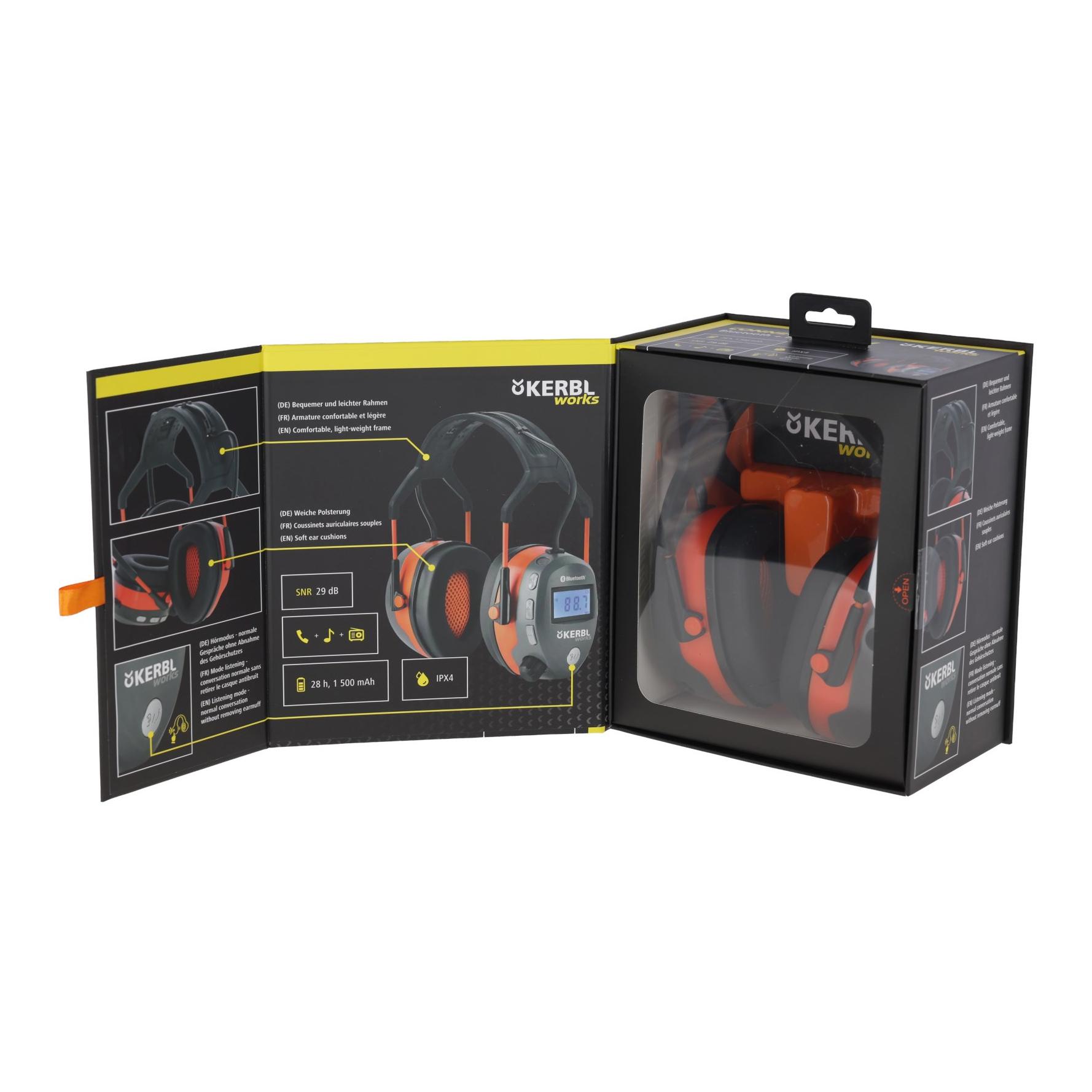 Kerbl Works Protection auditive multimédia avec fonction radio et Bluetooth
