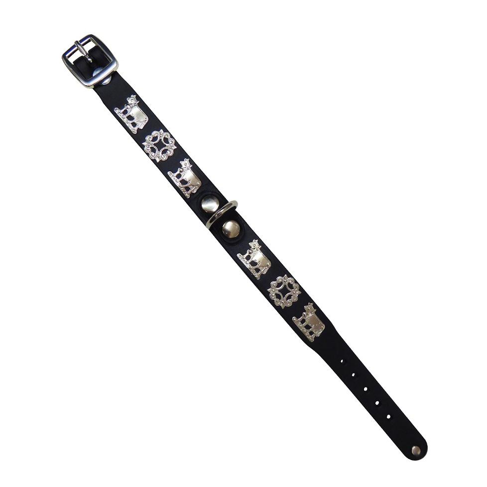 Hundehalsband schmal - schwarz/silber