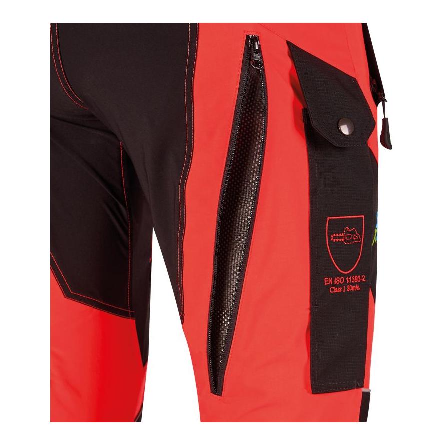 PSS X-treme Breeze Schnittschutzhose EN20471 neonrot/schwarz