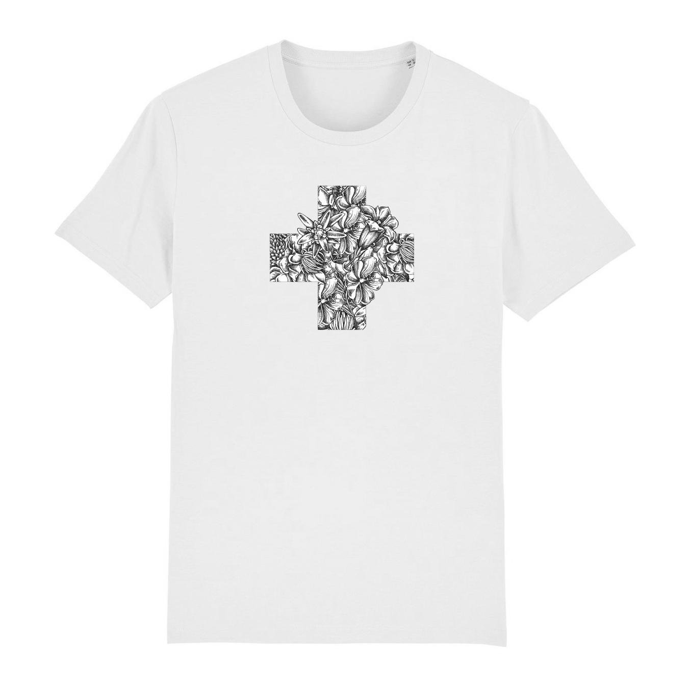 orsino T-shirt Croix en fleurs unisexe - blanc