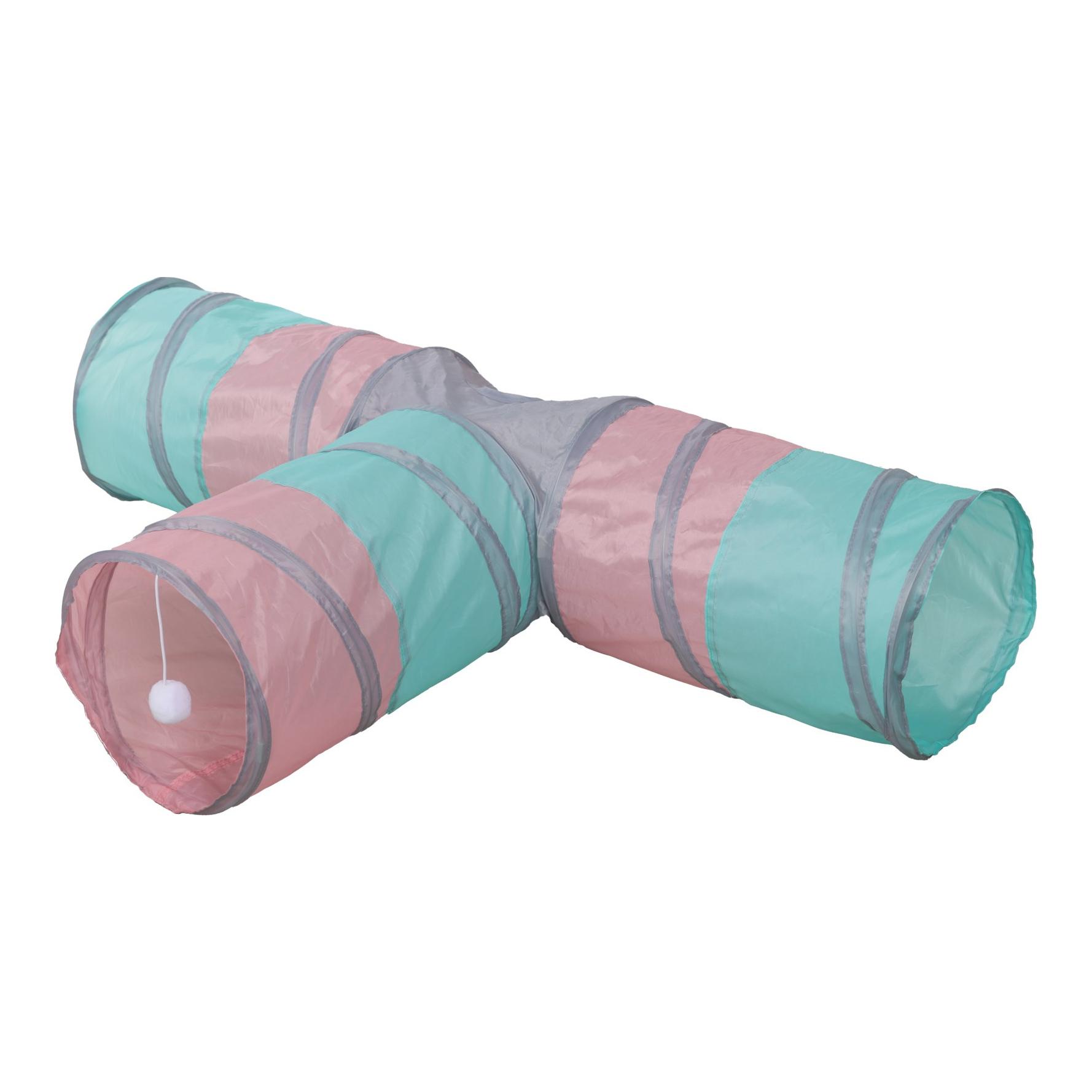 Kerbl Pet Katzentunnel Triangle Türkis/Rosa/Grau