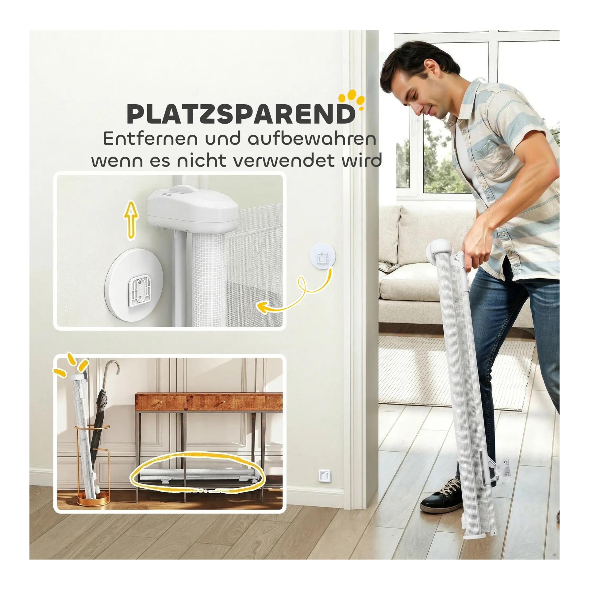 Mainer Barrière de sécurité extensible blanche pour animaux de compagnie