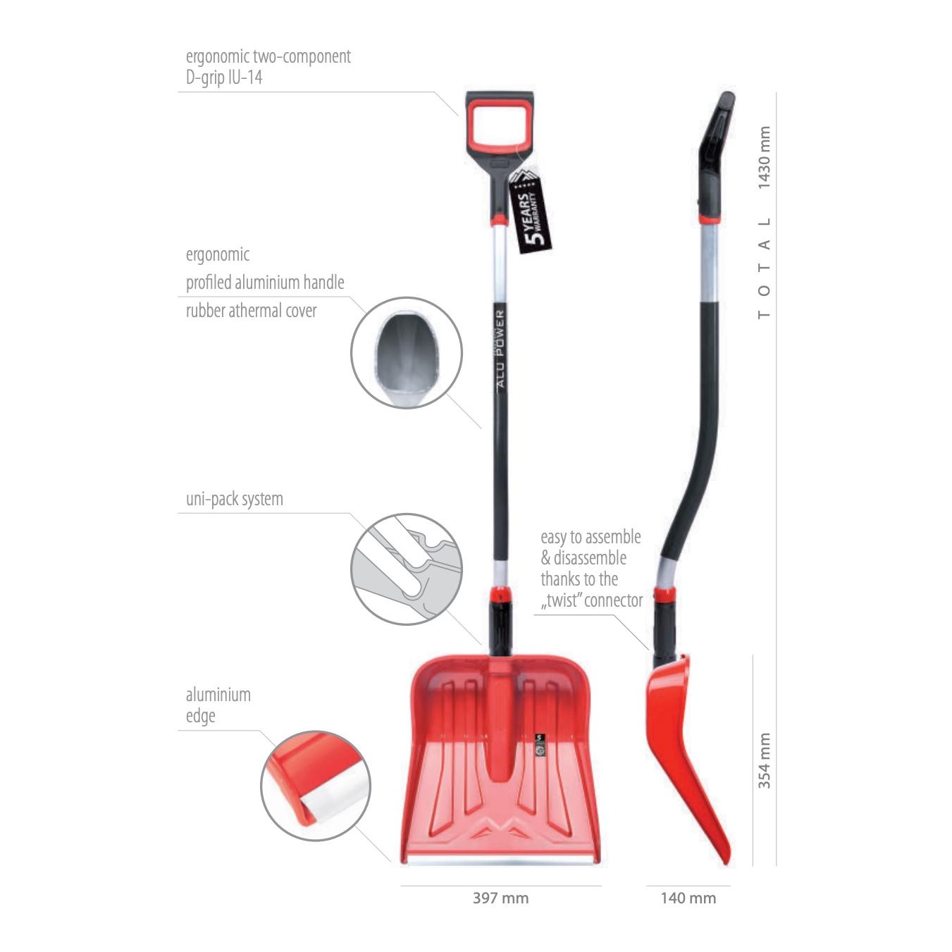 Peaksnow Schneeschaufel Snower - Profi Ergo