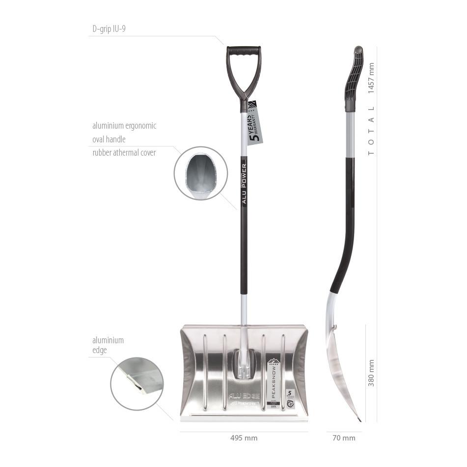 Peaksnow Schneeschaufel aus Aluminium - ALUEDGE ERGO