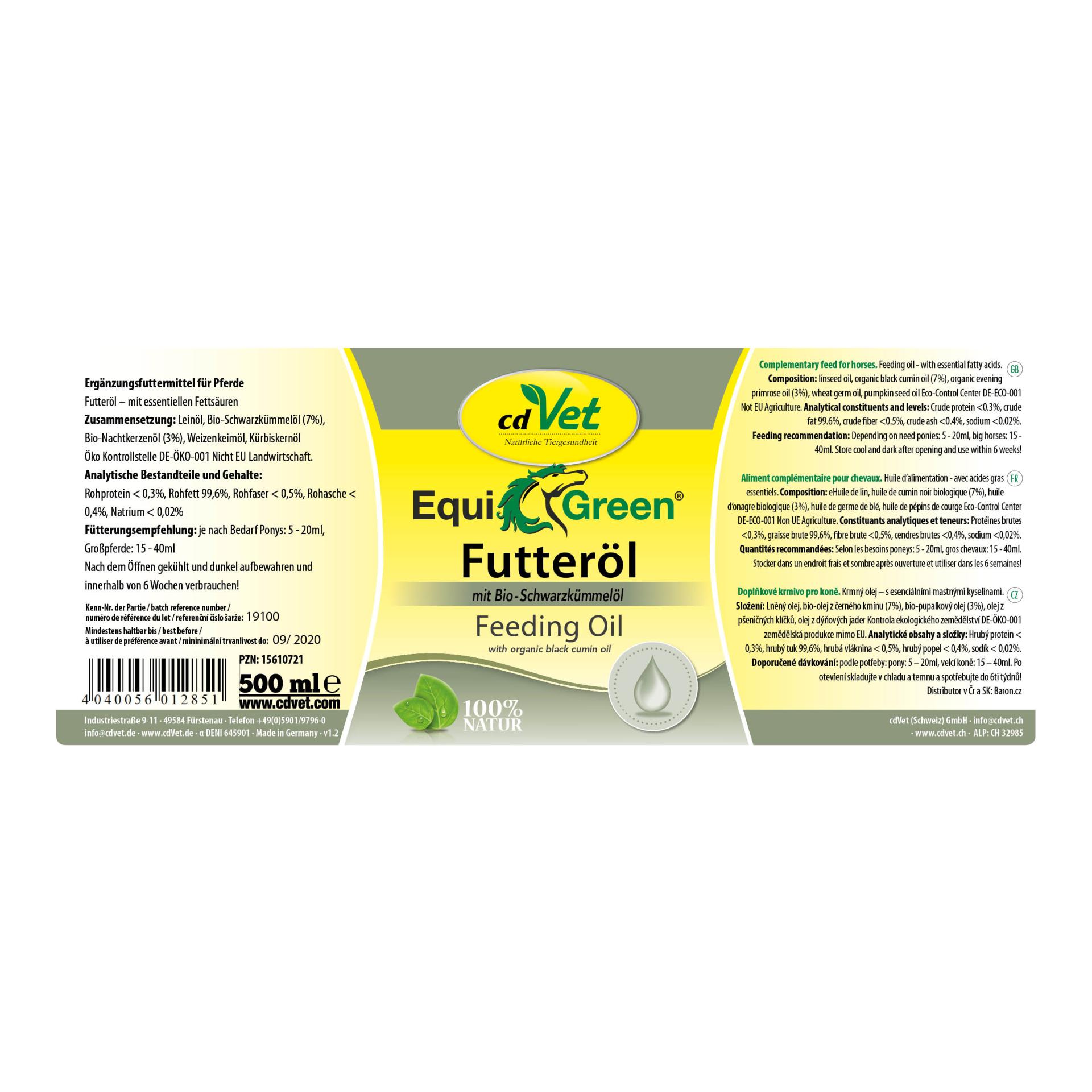 cdVet Huile alimentaire EquiGreen
