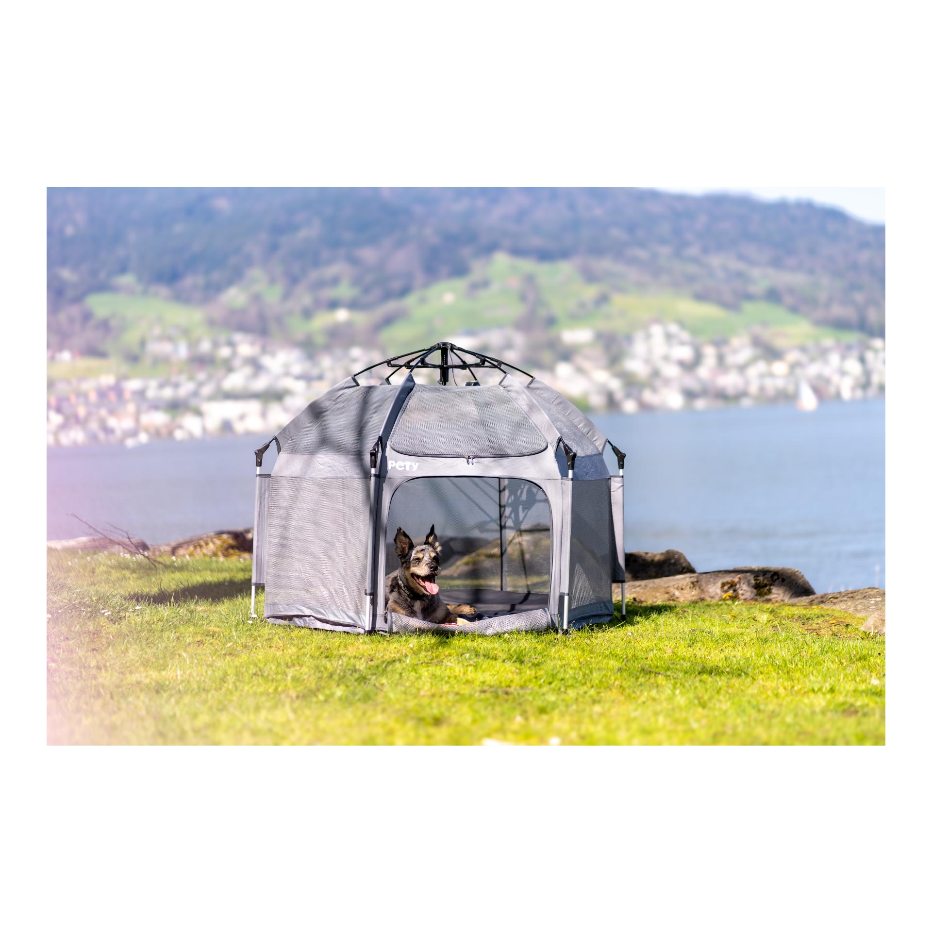 Pety Laufstall Set gross mit Bodenmatte und Dach