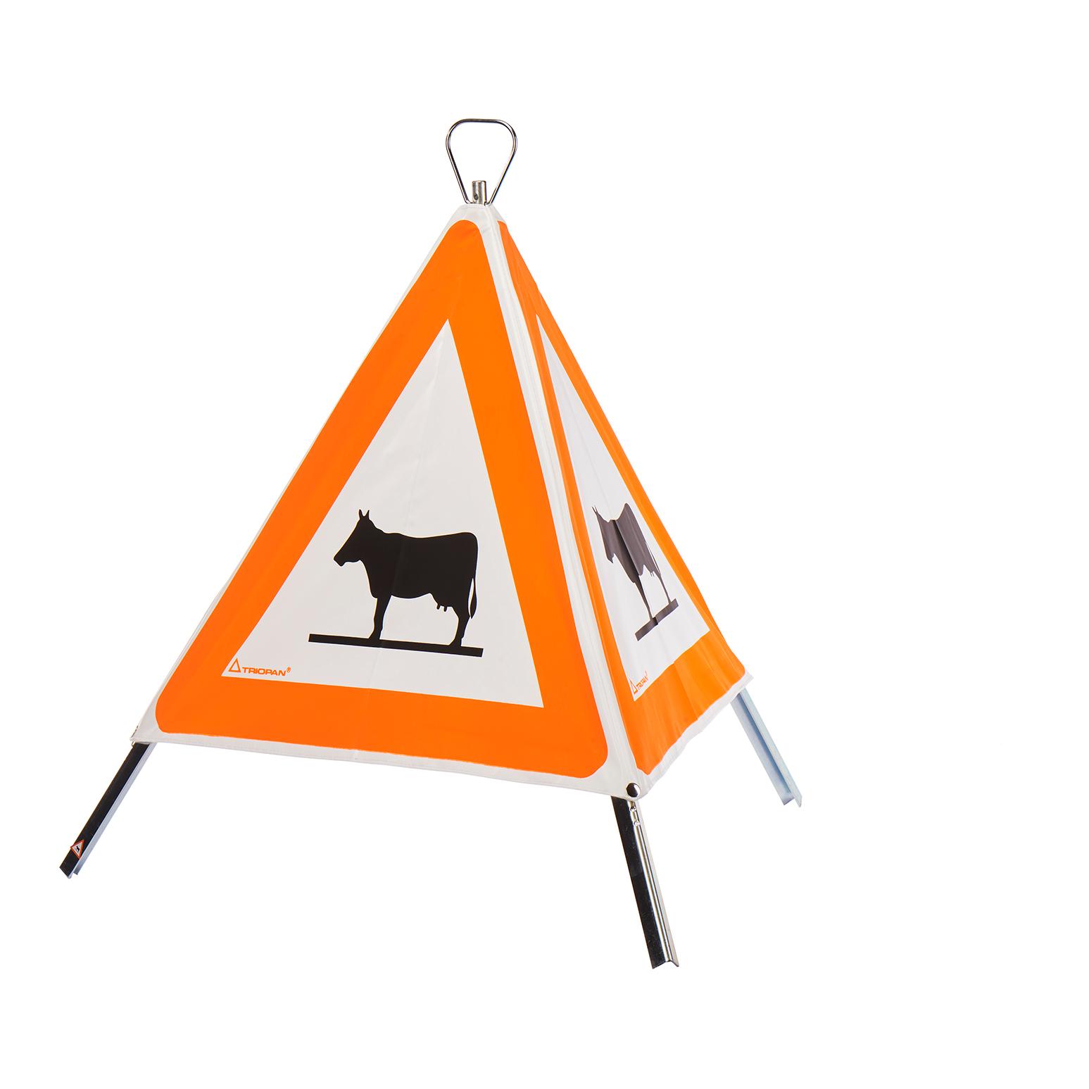 Triopan Panneau de signalisation pliable – Motif "vache" – rouge/blanc