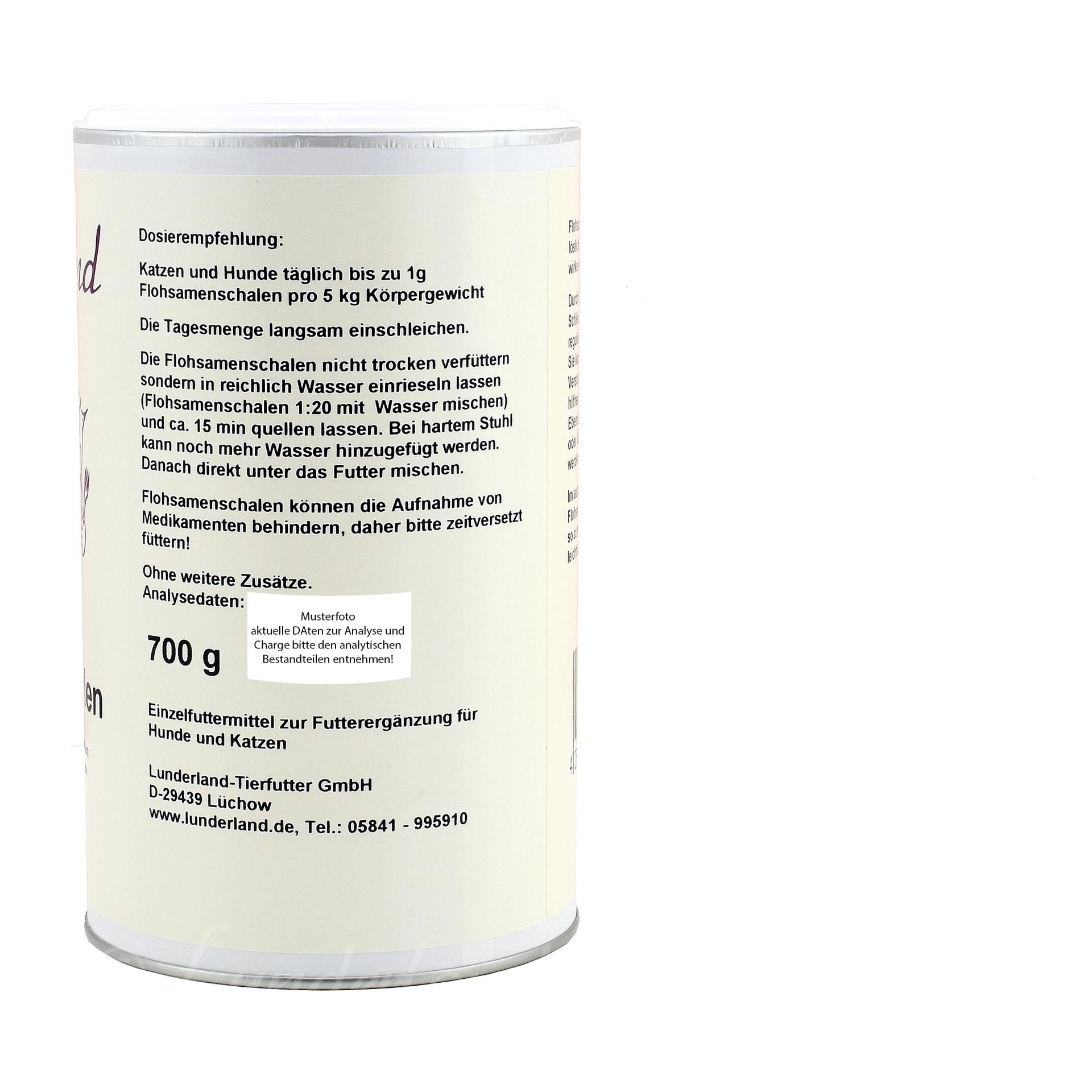 Lunderland Coquilles de graines de puces bio - Aliment complet pour chiens et chats