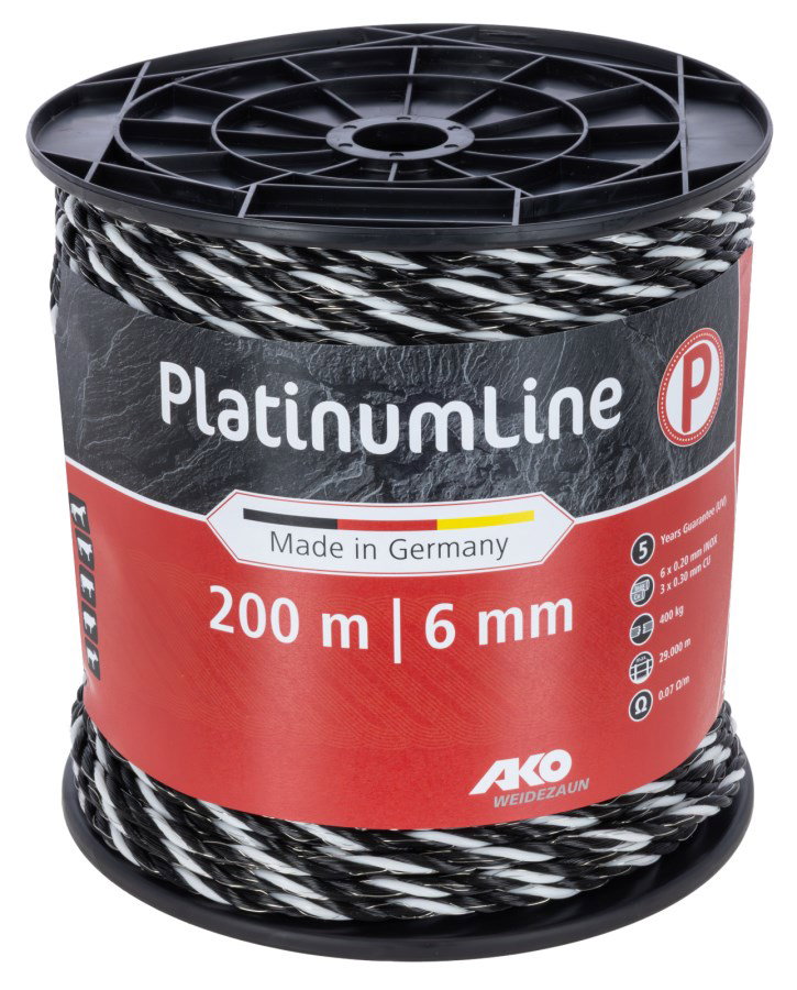 AKO PlatinumLine Weidezaunseil Schwarz-Weiss