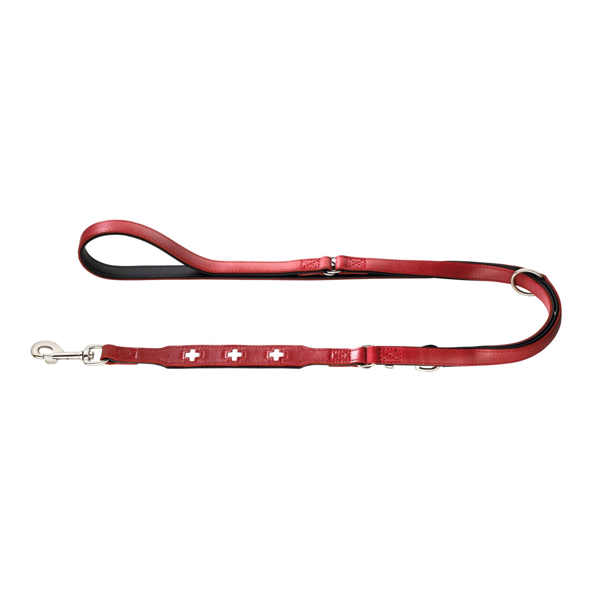 Hunter Longe de présentation réglable Swiss en cuir véritable - rouge/noir