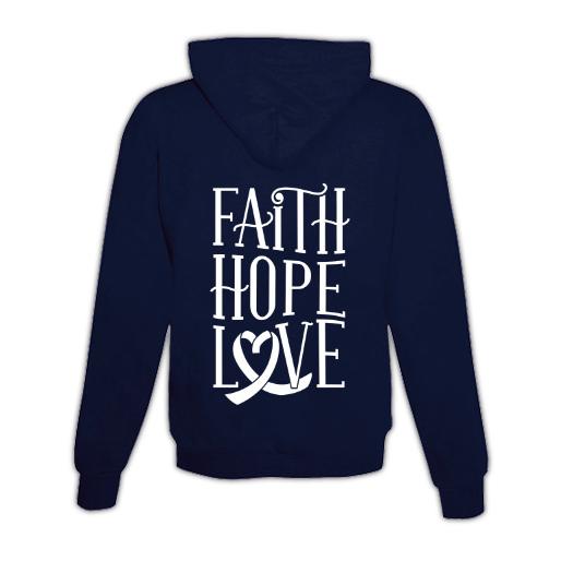 Pull à capuche « Faith Hope Love » unisexe