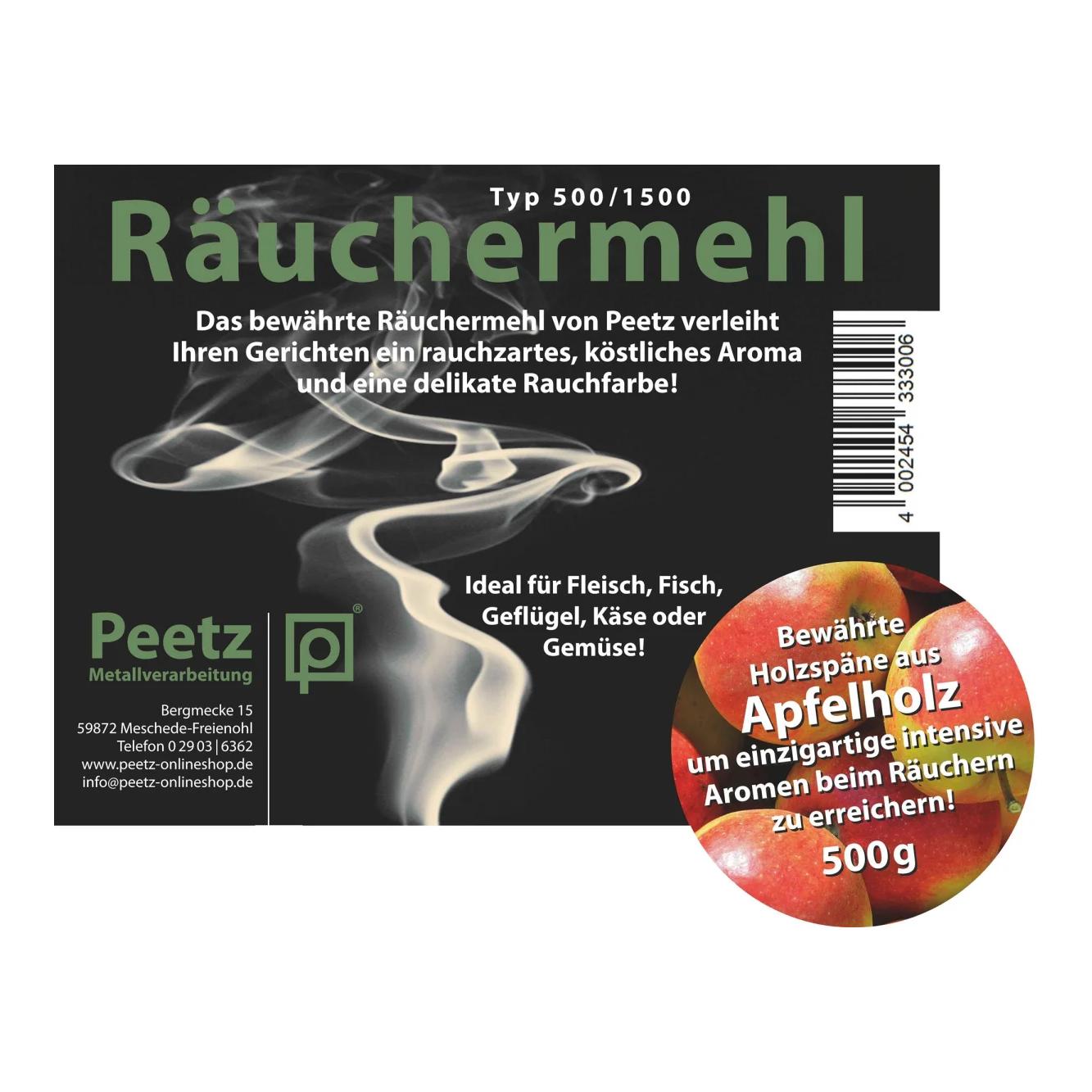 Peetz Copeaux de bois de pommier pour fumage, 500 g, sachet refermable