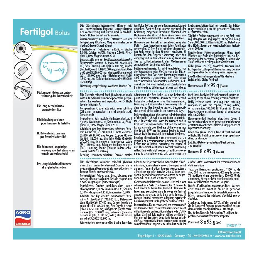 AgroChemica Fertilgol Bolus - Bolus au bêta-carotène (fertilité)