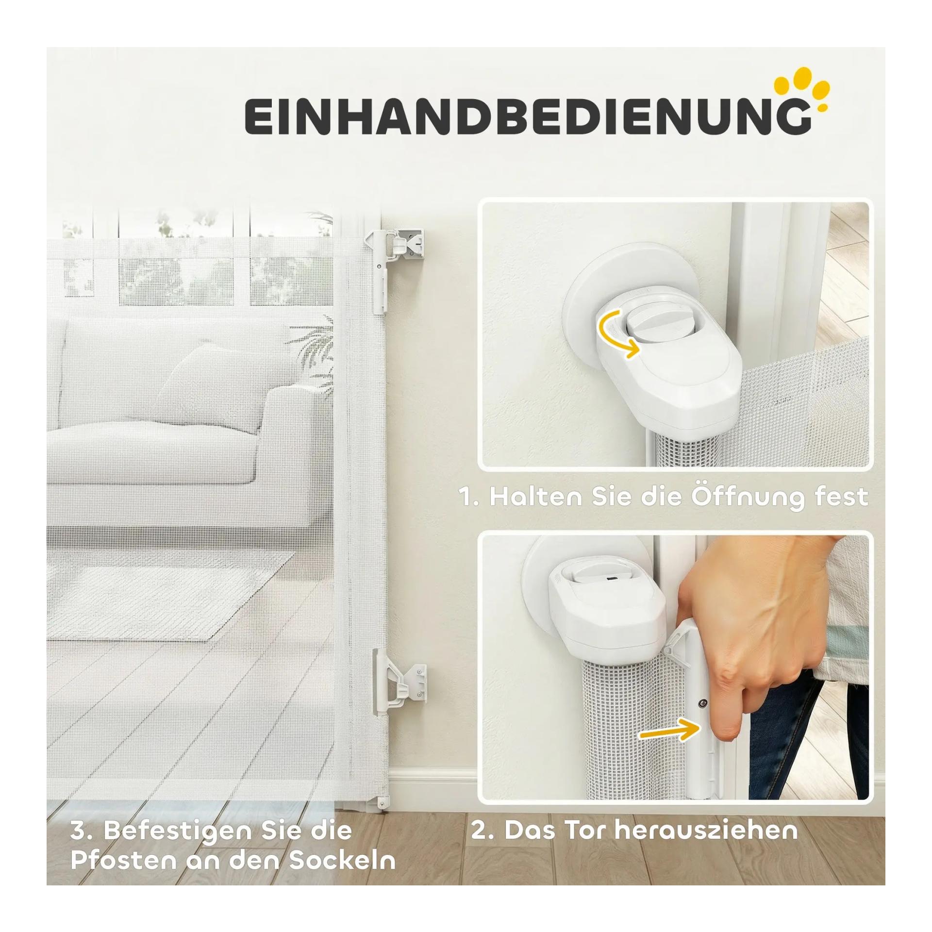 Mainer Barrière de sécurité extensible blanche pour animaux de compagnie