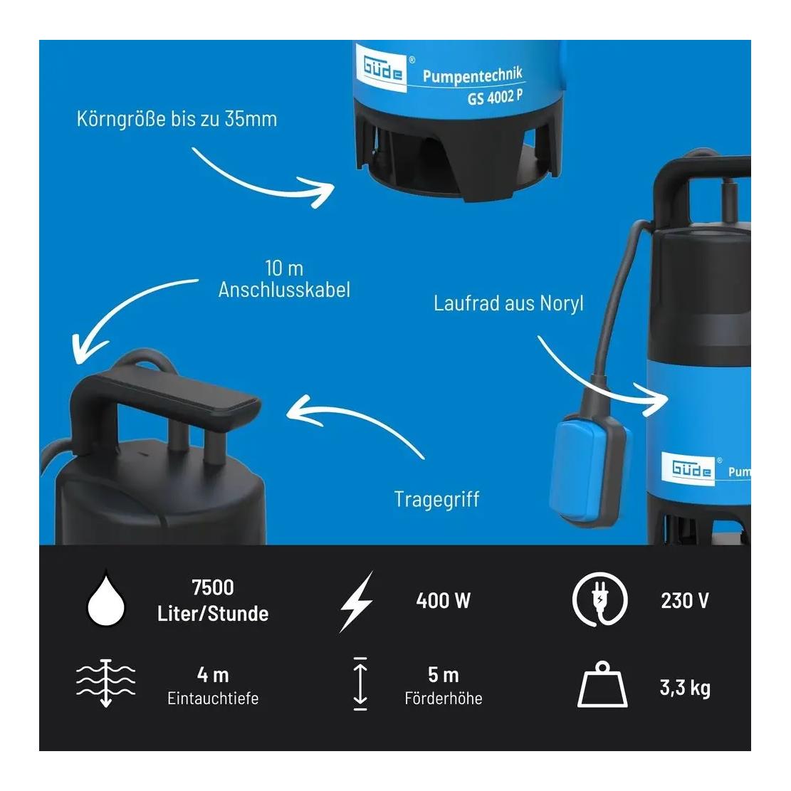 Güde Pompe submersible pour eaux sales GS 4002 P