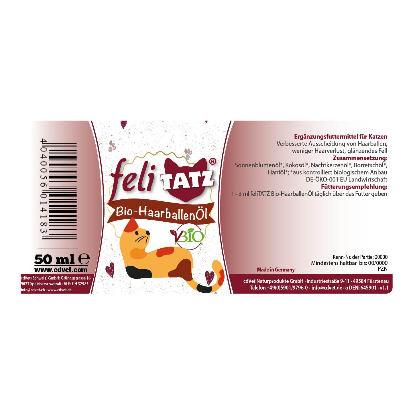 cdVet Huile bio contre les boules de poils feliTATZ