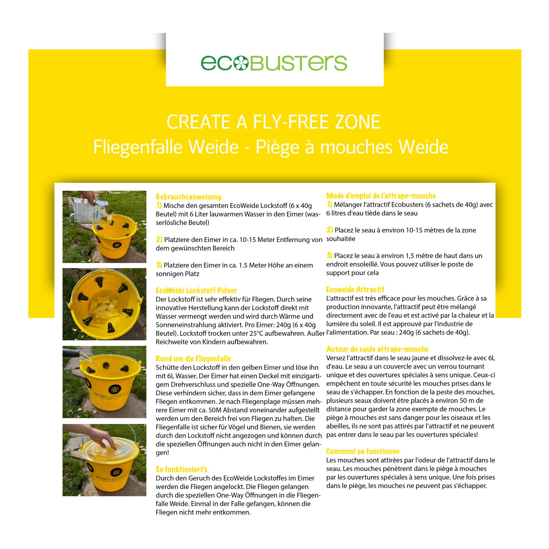Ecobusters Piège à mouches flybucket - kit complet