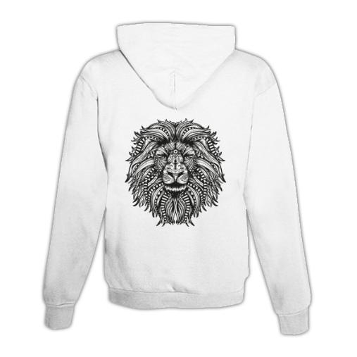 JoyLine Hoodie mit Zipper Mandala Löwe Unisex Weiss