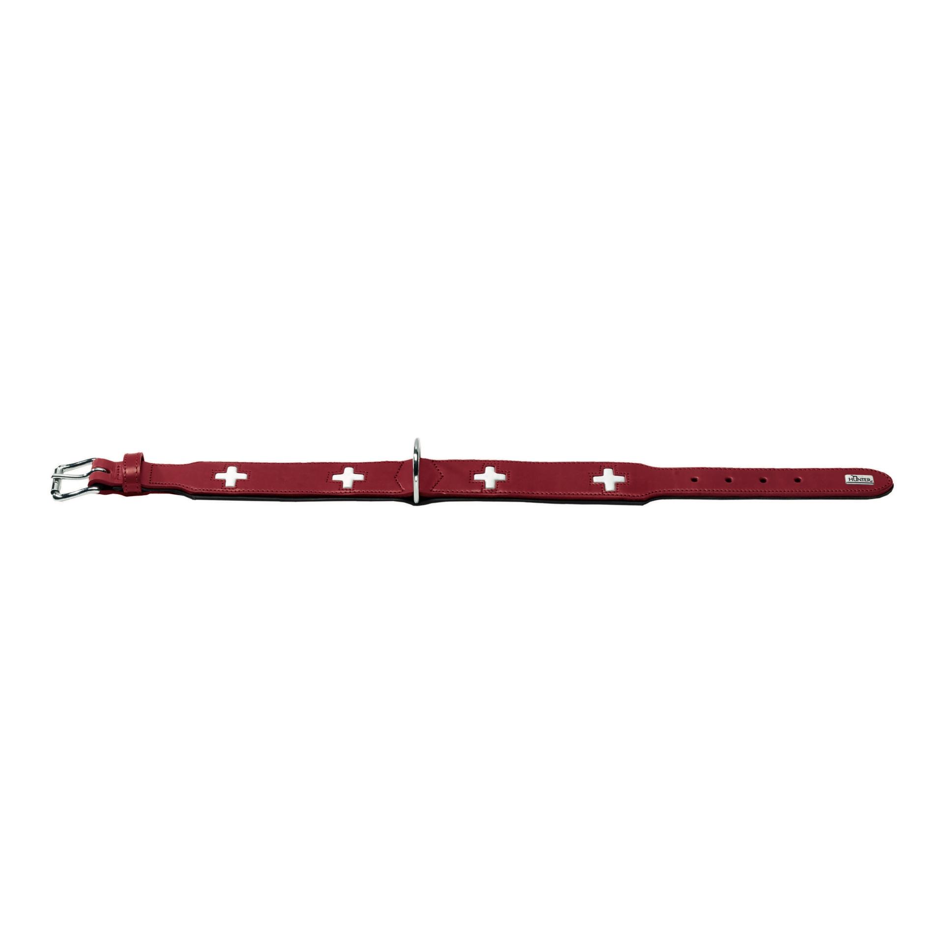 Hunter Collier Swiss en cuir véritable - rouge