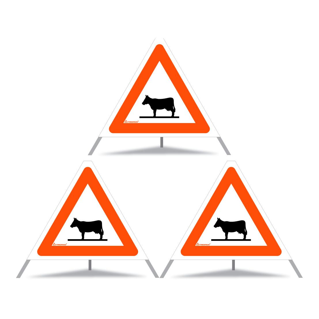 Triopan Panneau de signalisation pliable – Motif "vache" – rouge/blanc