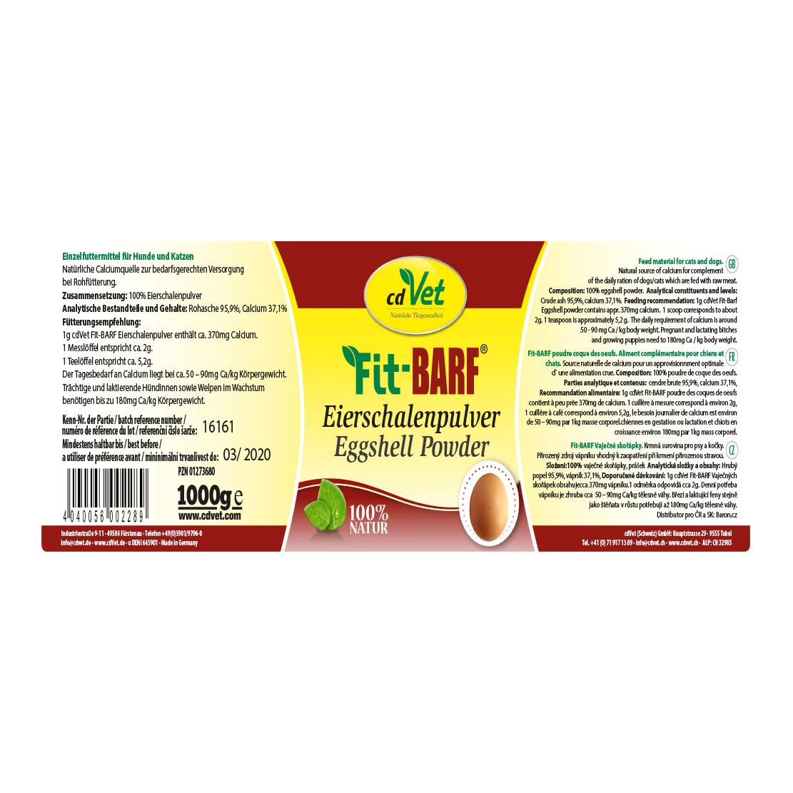 cdVet Fit-BARF Poudre de coquille d'œuf