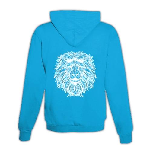 JoyLine Hoodie mit Zipper Mandala Löwe Unisex Hellblau/Türkis