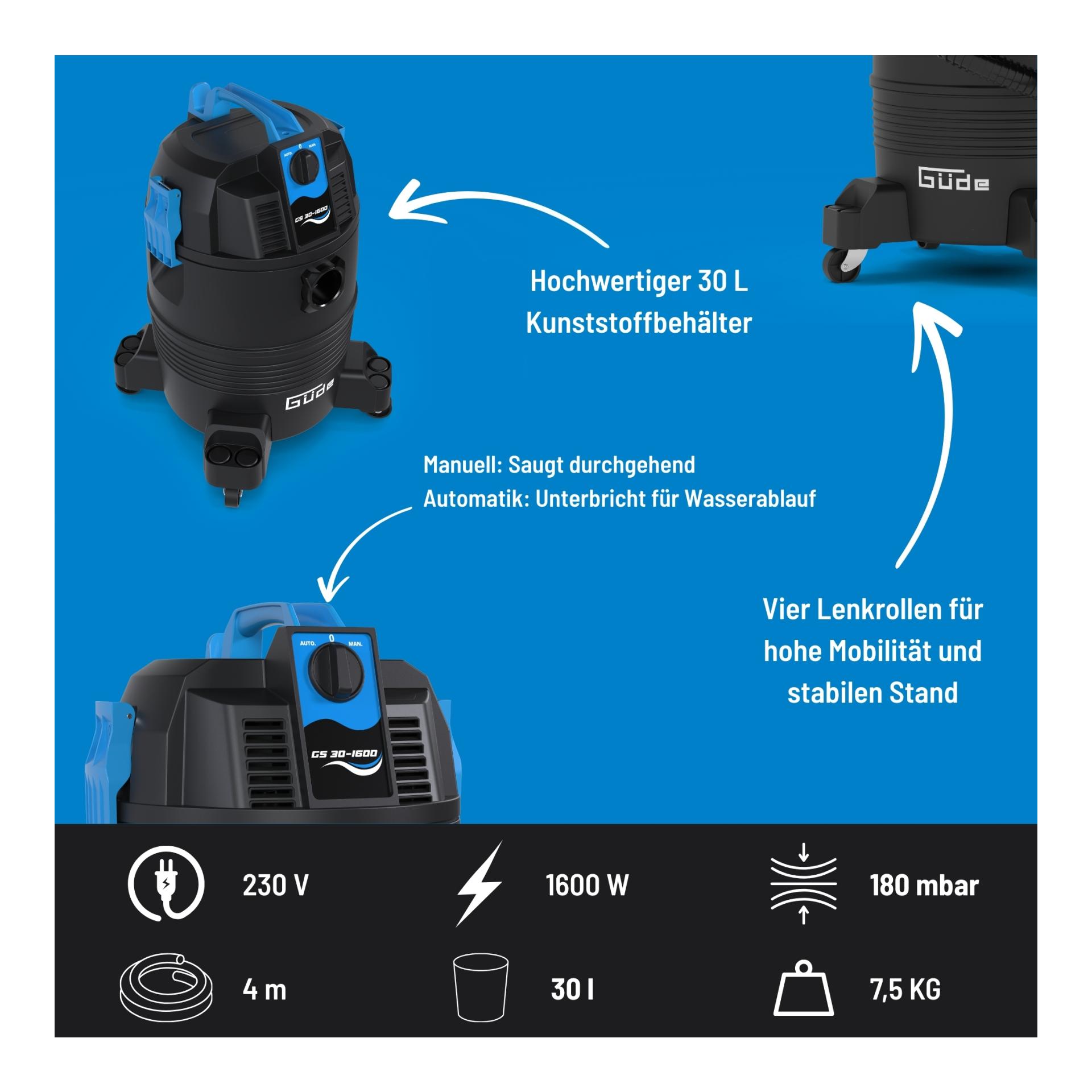 Güde Aspirateur à boue GS 30-1600 3 en 1