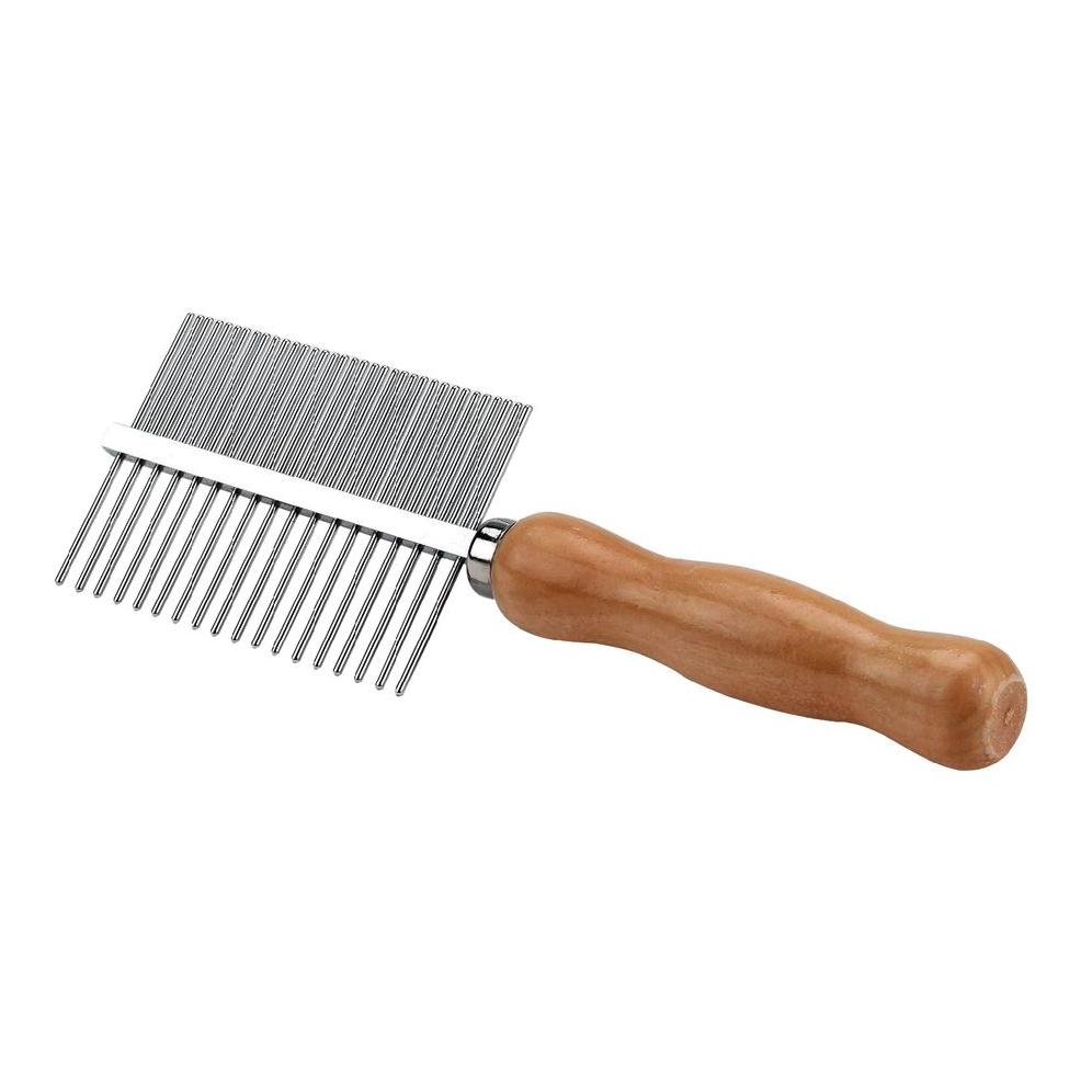 Kerbl Pet Fellkamm mittel + grob mit Holzgriff