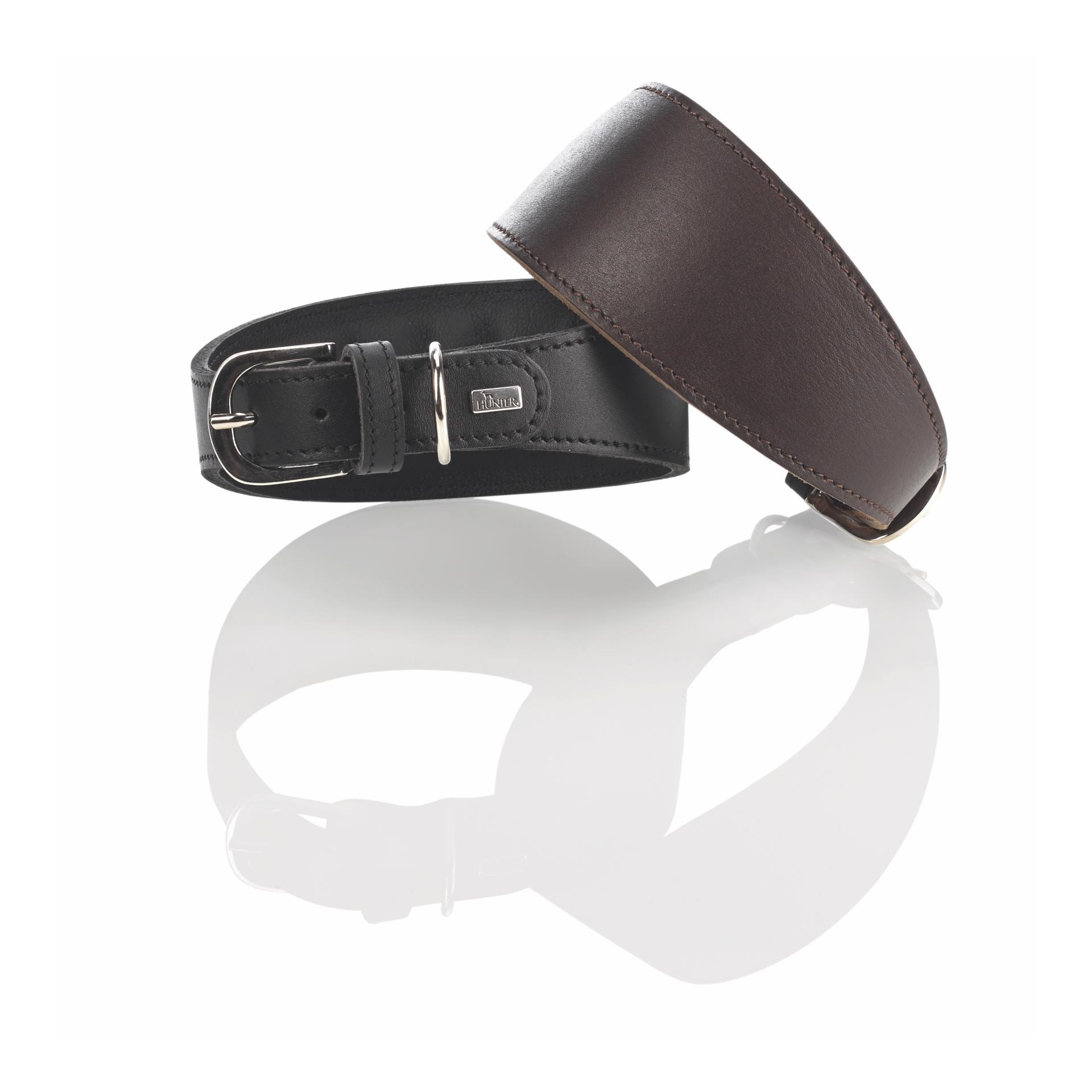 Collier pour lévriers Super Soft en cuir véritable - noir