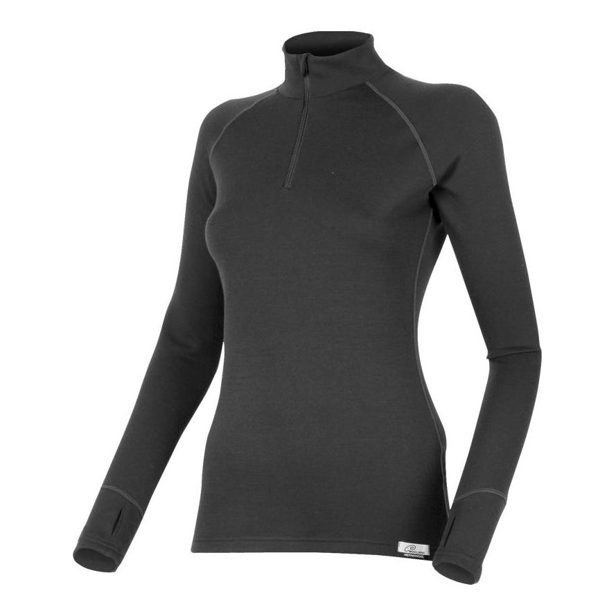 LAURA Frauen Merino 1/4 Zip Sweatshirt, 260gr - schwarz