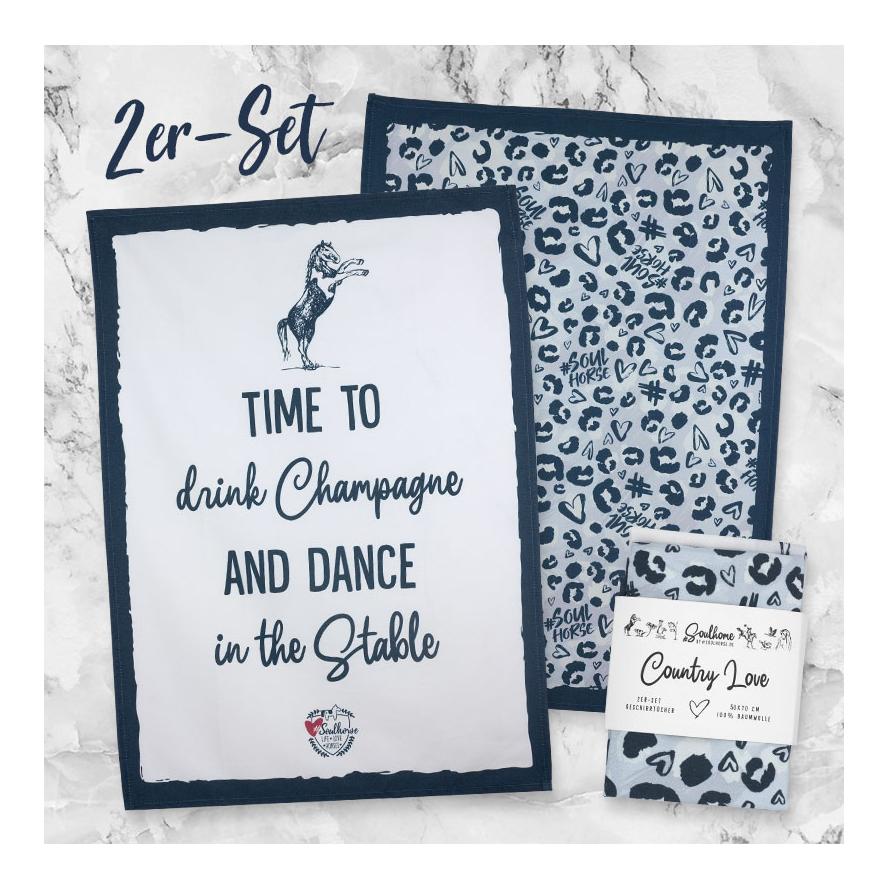 Soulhorse Handtuch 2er Set "Champagne" Leo Blau